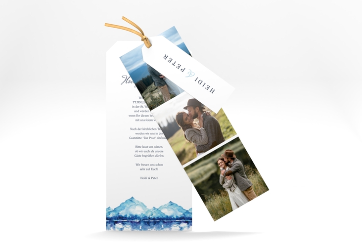 Hochzeitseinladung "Bergliebe" Kartentrio blau