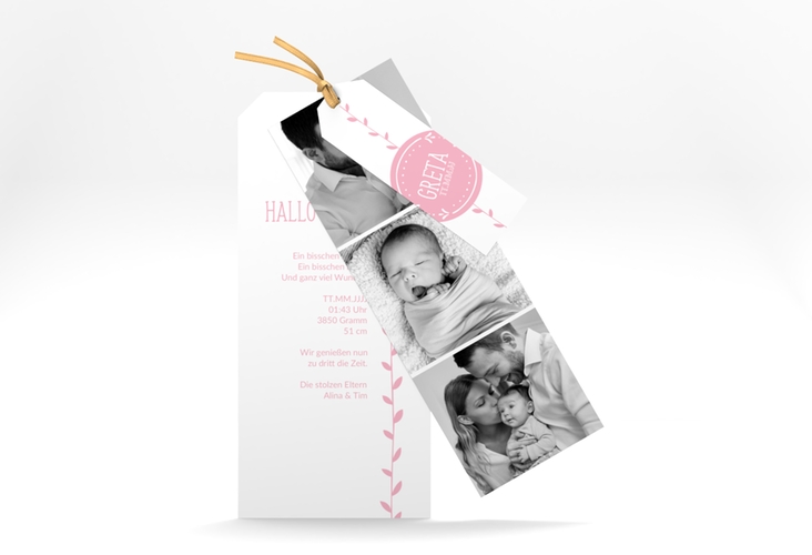 Geburtskarte Unikat Kartentrio rosa hochglanz