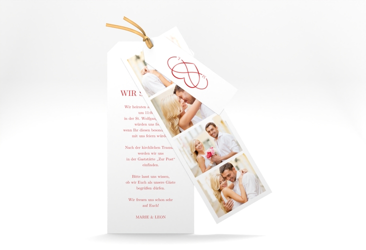 Hochzeitseinladung Infinity Kartentrio rot