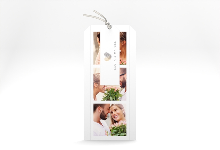 Hochzeitseinladung Fingerprint Kartentrio beige schlicht mit Fingerabdruck-Motiv