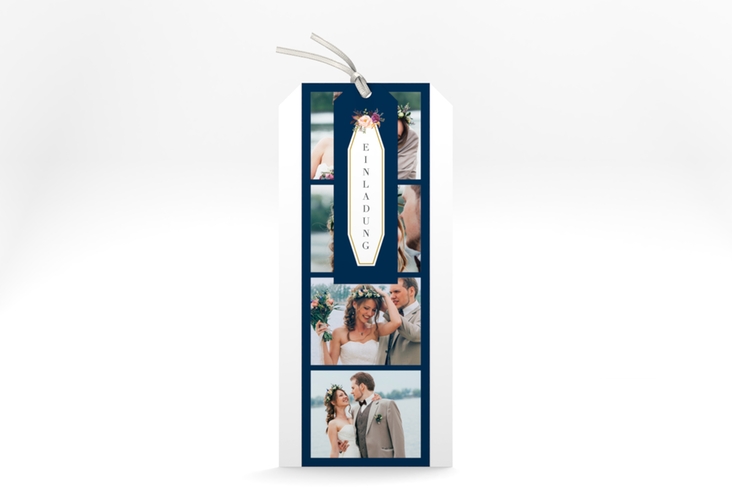Hochzeitseinladung Prachtvoll Kartentrio blau hochglanz