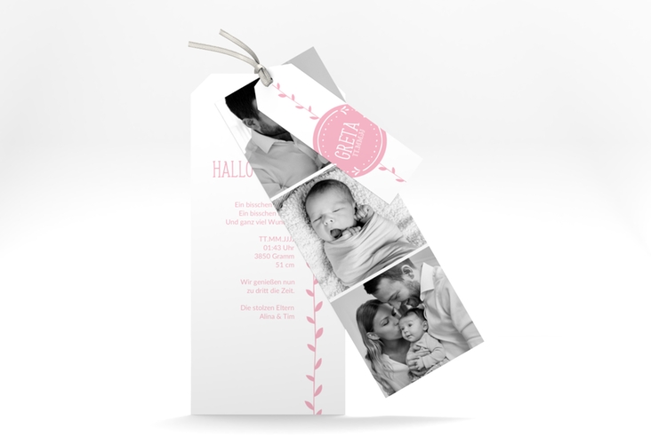 Geburtskarte Unikat Kartentrio rosa