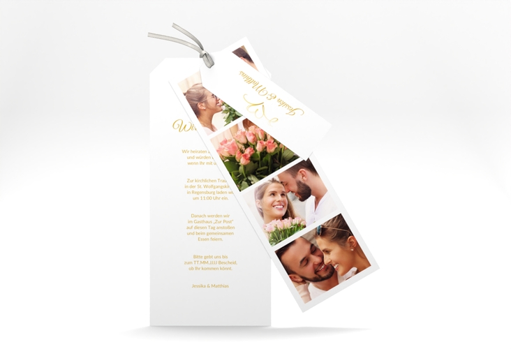Hochzeitseinladung Envie Kartentrio gold hochglanz