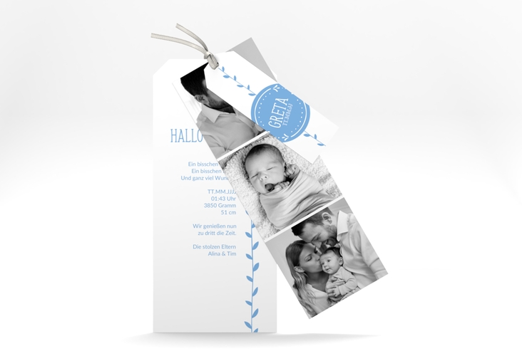 Geburtskarte Unikat Kartentrio blau