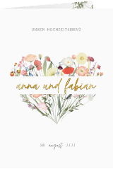 Klick: Details zu Menükarte Hochzeit "Wildblumenherz" anzeigen Menükarte Hochzeit "Wildblumenherz"