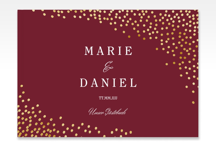 Gästebuch A4 quer Glitter A4 quer, Hardcover rot gold