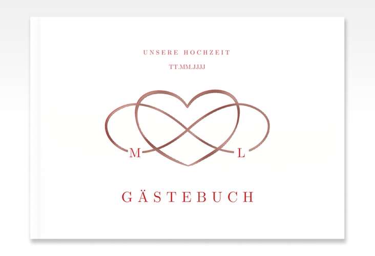 Gästebuch A4 quer Infinity A4 quer, Hardcover rot rosegold