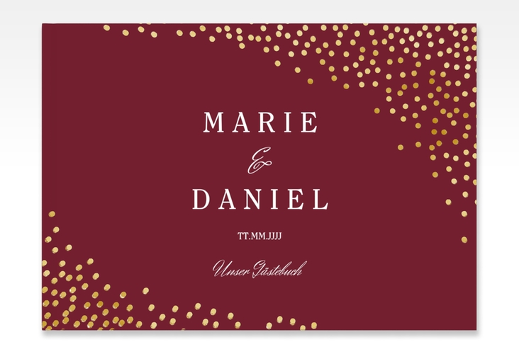 Gästebuch A4 quer Glitter A4 quer, Hardcover rot gold
