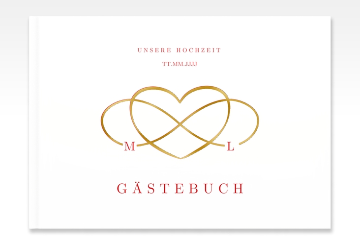 Gästebuch A4 quer Infinity A4 quer, Hardcover rot gold