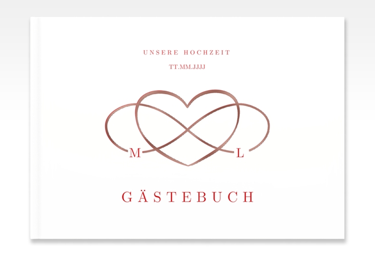 Gästebuch A4 quer Infinity A4 quer, Hardcover rot rosegold