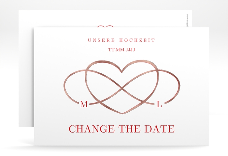 Change the Date-Karte Infinity A6 Karte quer rot rosegold