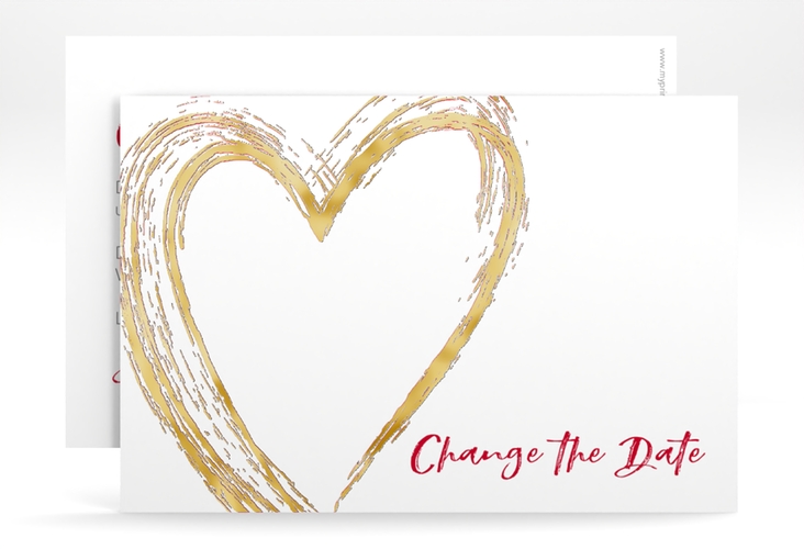 Change the Date-Karte Liebe A6 Karte quer rot gold