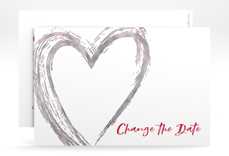Change the Date-Karte Liebe A6 Karte quer rot silber