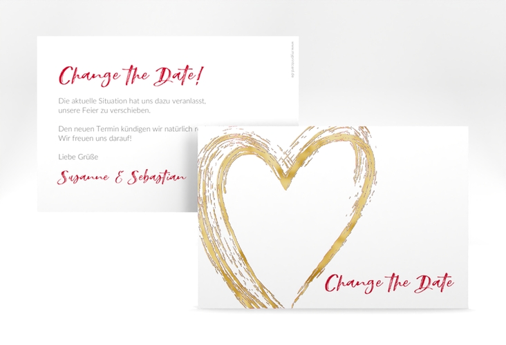 Change the Date-Karte Liebe A6 Karte quer rot gold