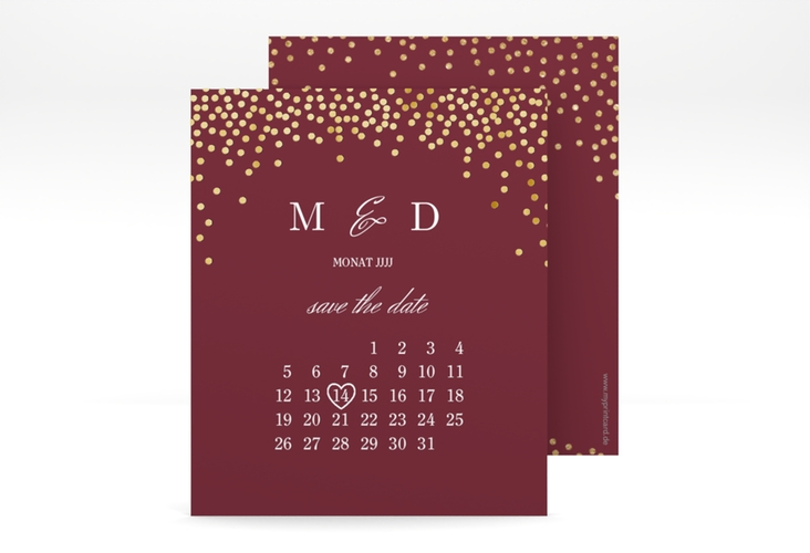 Save the Date-Kalenderblatt Glitter Kalenderblatt-Karte rot gold