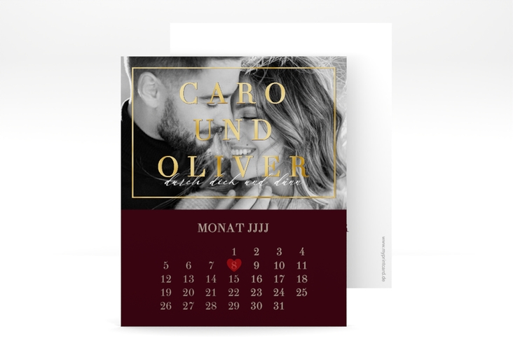 Save the Date-Kalenderblatt "Moment" Kalenderblatt-Karte rot gold