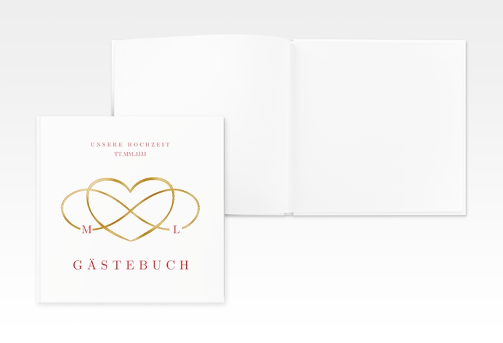 Gästebuch Creation Hochzeit Infinity 20 x 20 cm, Hardcover rot gold