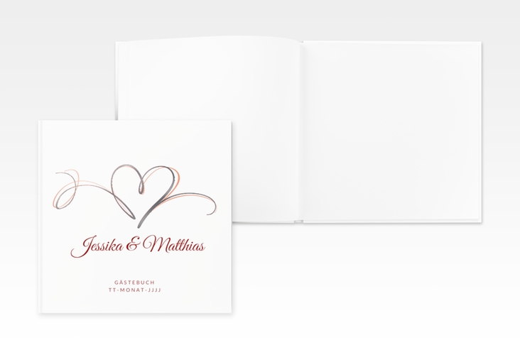 Gästebuch Creation Hochzeit Envie 20 x 20 cm, Hardcover rot silber