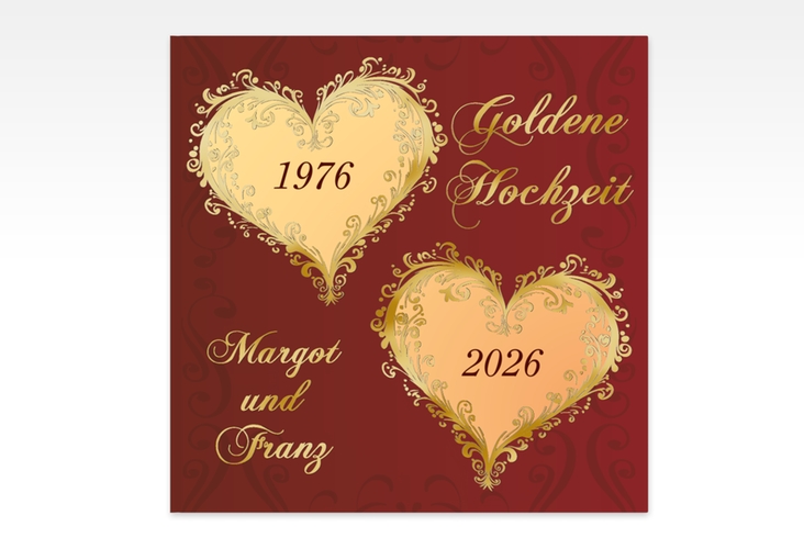 Gästebuch Creation Hochzeit Goldene Hochzeit 20 x 20 cm, Hardcover rot gold