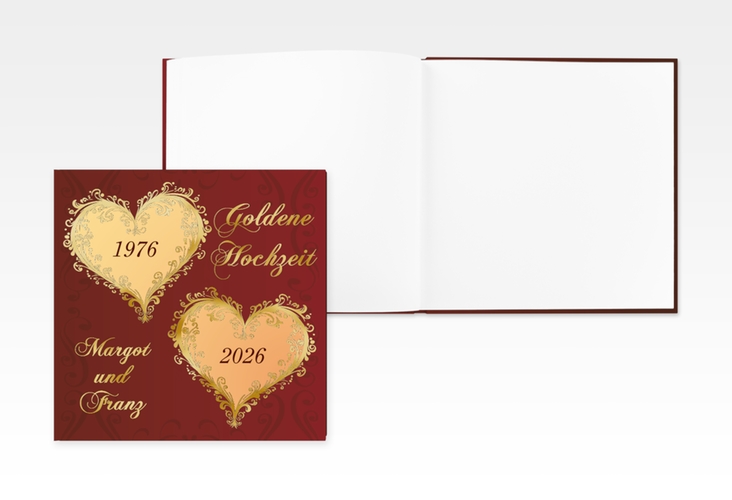 Gästebuch Creation Hochzeit Goldene Hochzeit 20 x 20 cm, Hardcover rot gold
