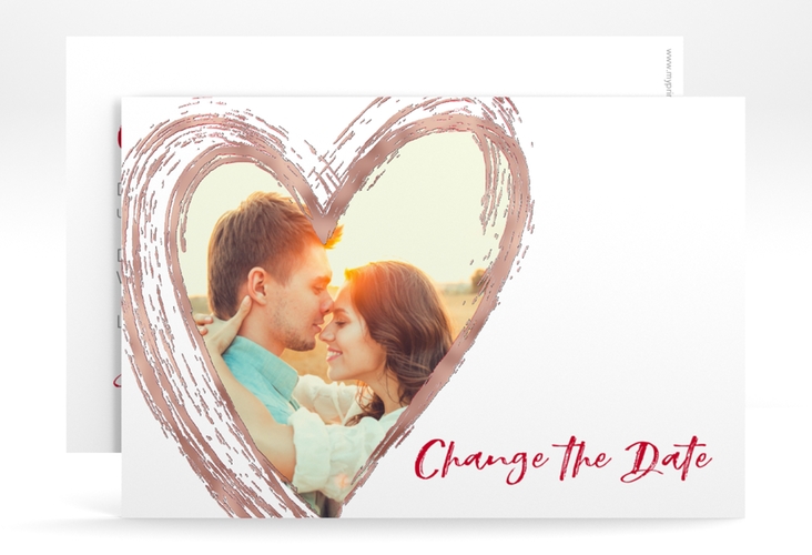 Change the Date-Karte Liebe A6 Karte quer rot rosegold
