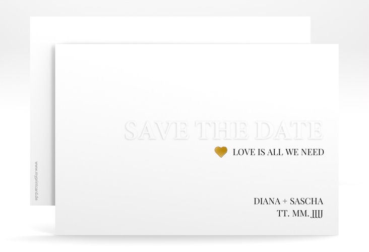 Save the Date-Karte Embossing A6 Karte quer rot gold
