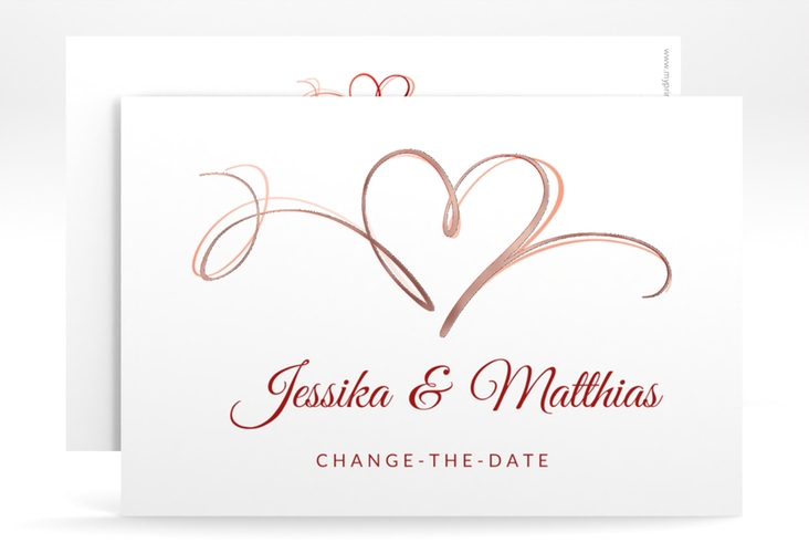 Change the Date-Karte Envie A6 Karte quer rot rosegold