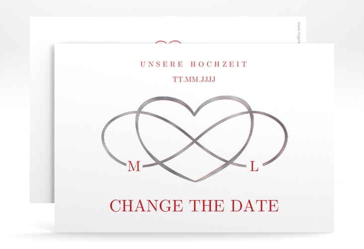 Change the Date-Karte Infinity A6 Karte quer rot silber