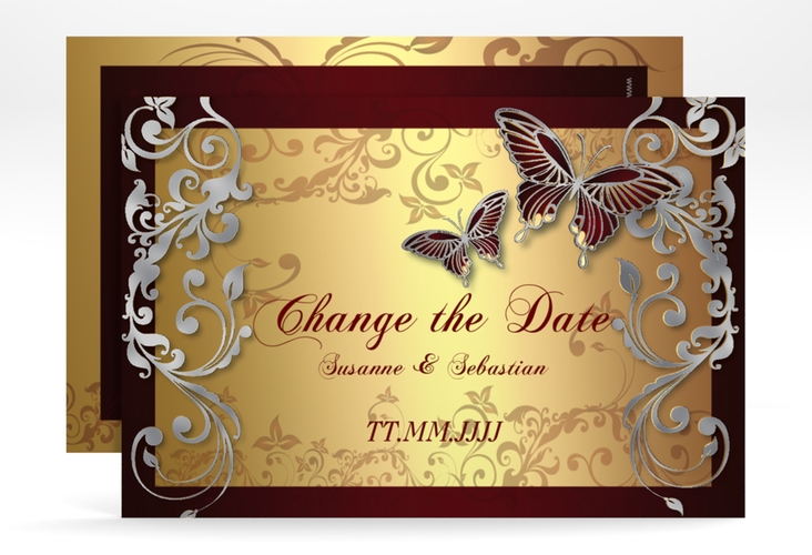Change the Date-Karte Toulouse A6 Karte quer rot silber