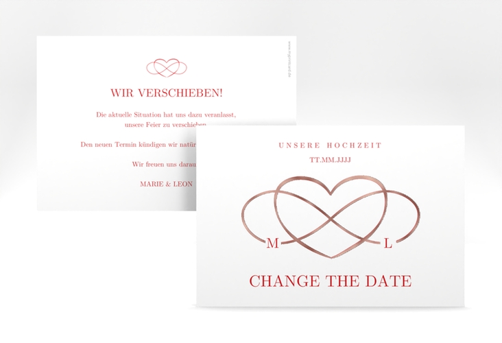 Change the Date-Karte Infinity A6 Karte quer rot rosegold