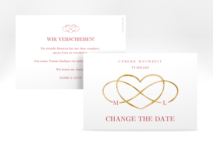 Change the Date-Karte Infinity A6 Karte quer rot gold