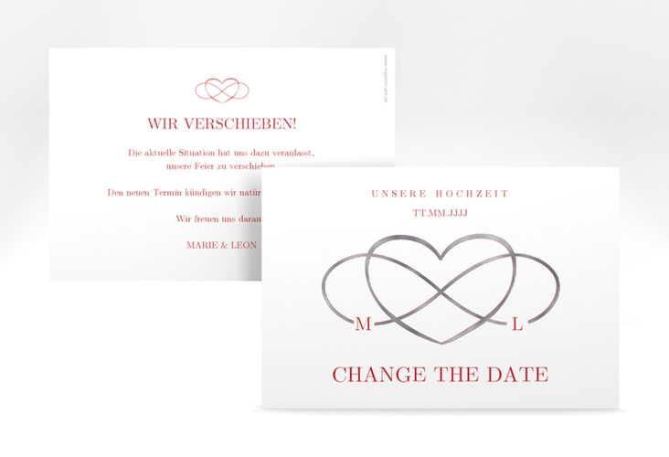 Change the Date-Karte Infinity A6 Karte quer rot silber
