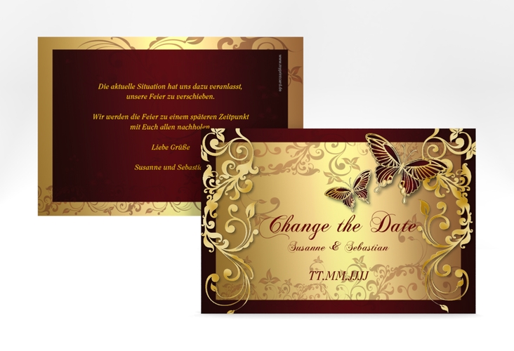 Change the Date-Karte Toulouse A6 Karte quer rot gold
