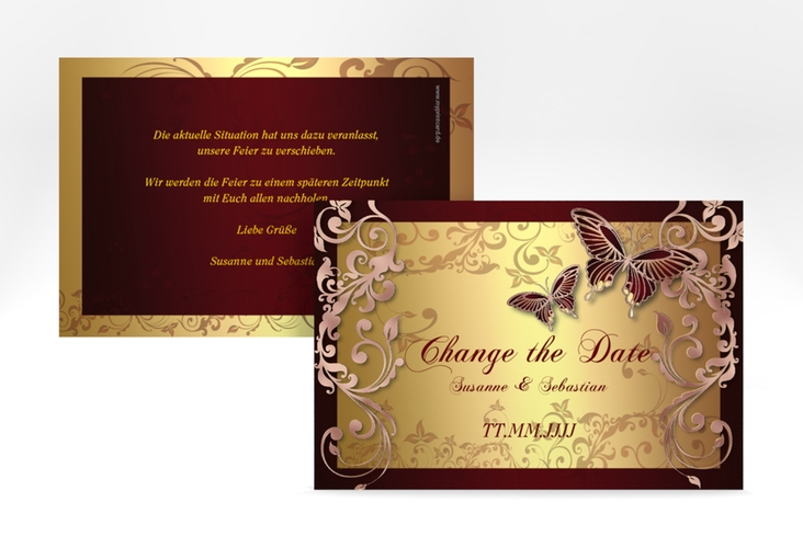 Change the Date-Karte Toulouse A6 Karte quer rot rosegold