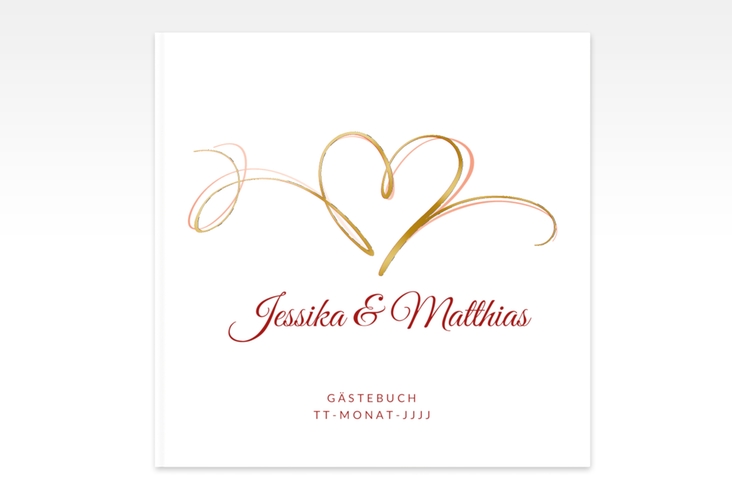 Gästebuch Creation Hochzeit Envie 20 x 20 cm, Hardcover rot gold