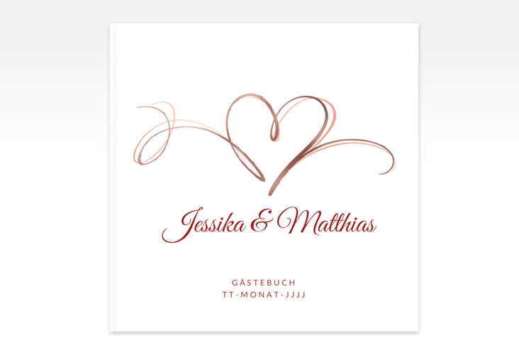 Gästebuch Creation Hochzeit Envie 20 x 20 cm, Hardcover rot rosegold