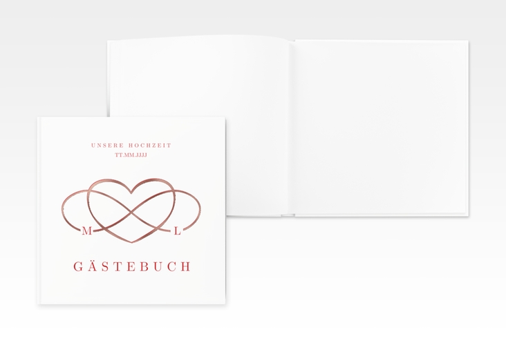 Gästebuch Creation Hochzeit Infinity 20 x 20 cm, Hardcover rot rosegold