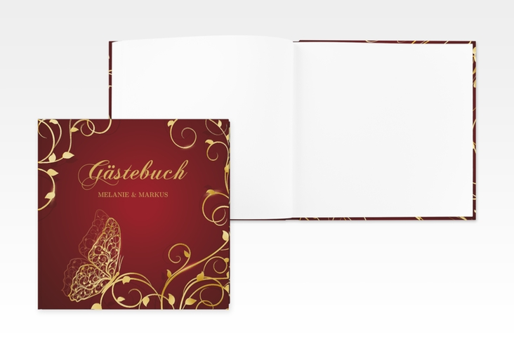 Gästebuch Creation Hochzeit Eternity 20 x 20 cm, Hardcover rot gold