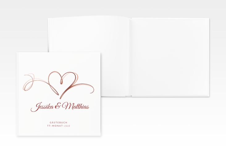 Gästebuch Creation Hochzeit Envie 20 x 20 cm, Hardcover rot rosegold