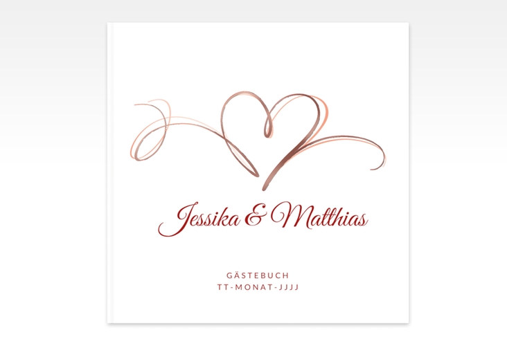 Gästebuch Creation Hochzeit Envie 20 x 20 cm, Hardcover rot rosegold