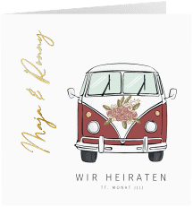 Klick: Details zu Hochzeitseinladung "Hochzeitsbulli" anzeigen Hochzeitseinladung Hochzeitsbulli