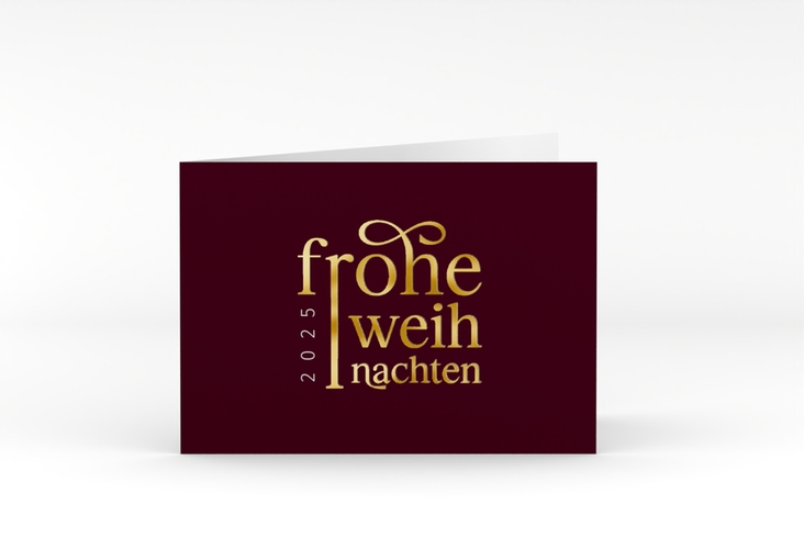 Geschäftliche Weihnachtskarte Präsent A6 Klappkarte quer rot gold
