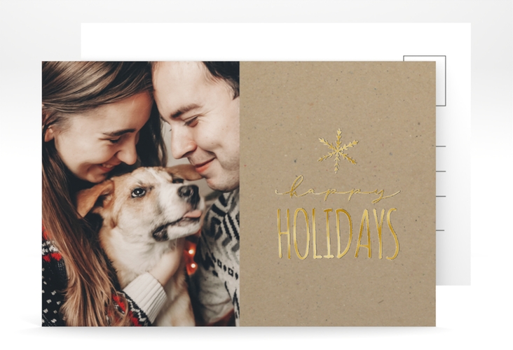 Weihnachtskarte Holidays A6 Postkarte gold