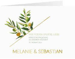 Klick: Details zu Hochzeitseinladung "Olivenzweig" anzeigen Hochzeitseinladung "Olivenzweig"
