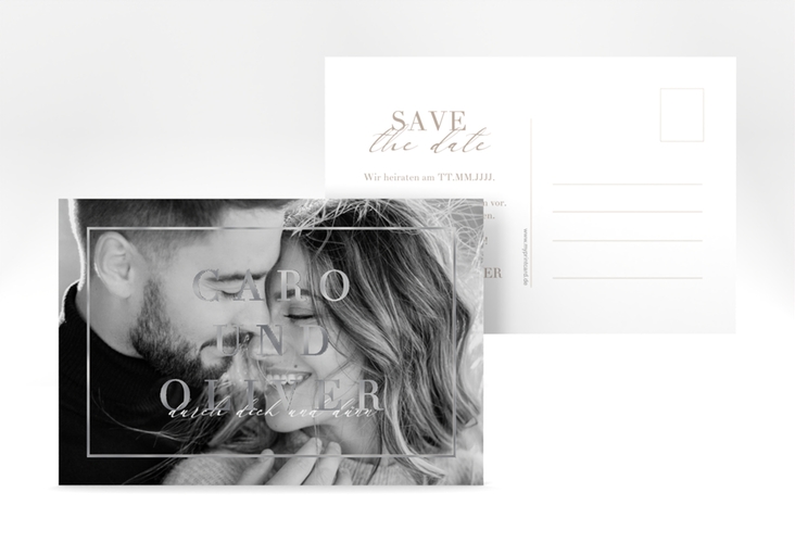 Save the Date-Postkarte "Moment" A6 Postkarte silber