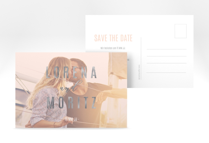 Save the Date-Postkarte Memory A6 Postkarte silber