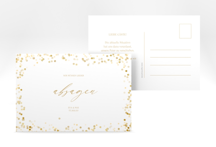 Absagekarte Festive A6 Postkarte gold