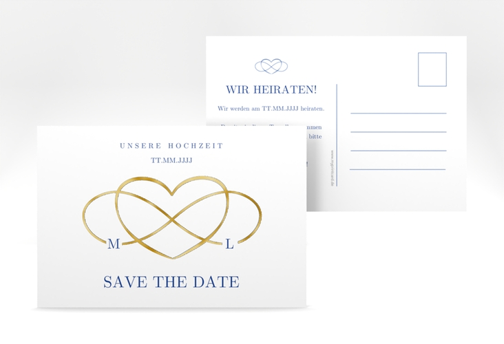 Save the Date-Postkarte Infinity A6 Postkarte gold