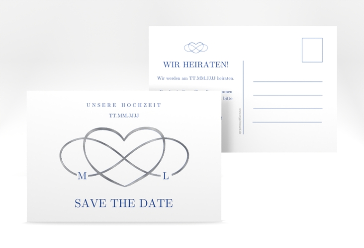 Save the Date-Postkarte Infinity A6 Postkarte silber