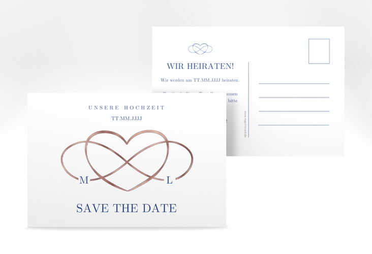 Save the Date-Postkarte Infinity A6 Postkarte rosegold